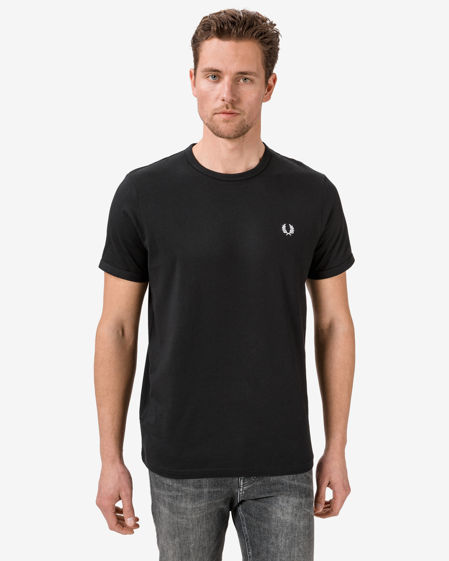 Obrázok Ringer Tričko Fred Perry | Čierna | Pánske | M