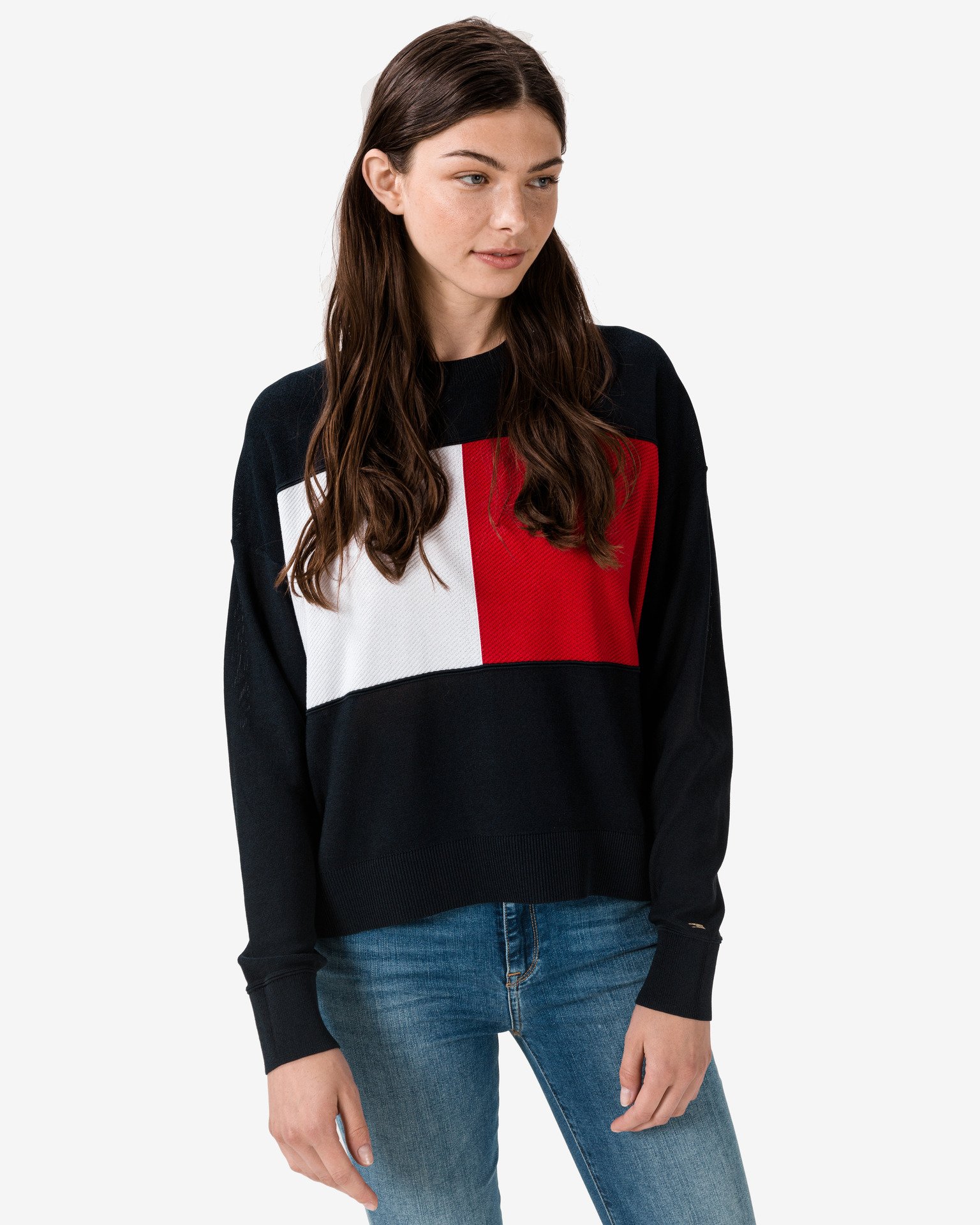 Obrázok Icon Flag Sveter Tommy Hilfiger | Modrá | Dámske | L